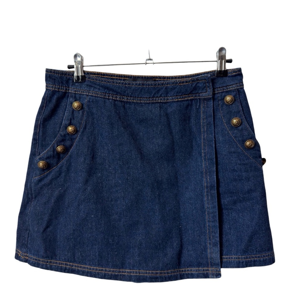 FREEMARKET Women’s Dark Wash Denim Sailor Mini Wrap Skort - Size M